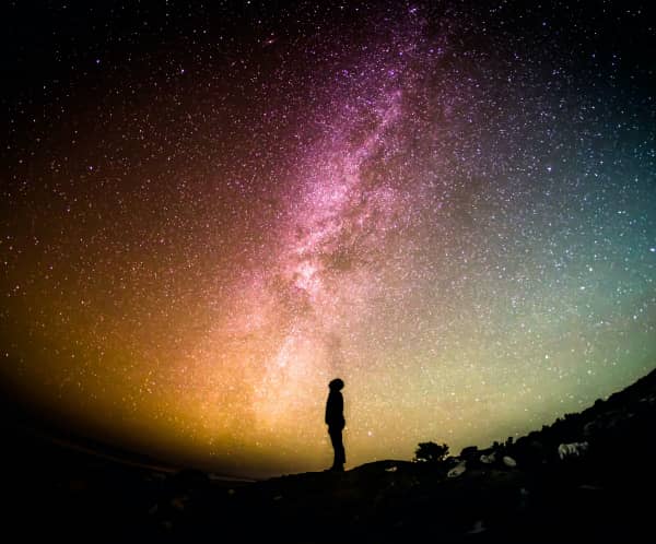 Man looking out to space